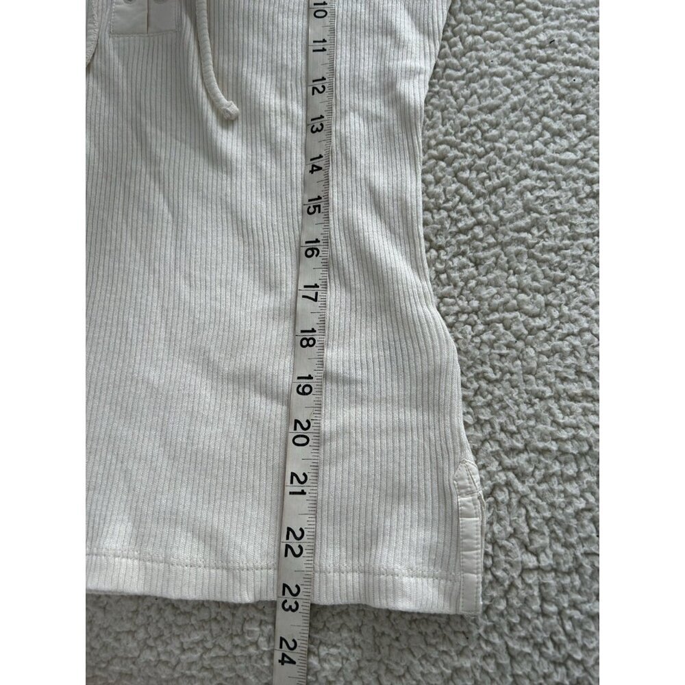 Madewell Ribbed Lace-Up Short-Sleeve Tee Ivory Size M - Picture 7 of 7